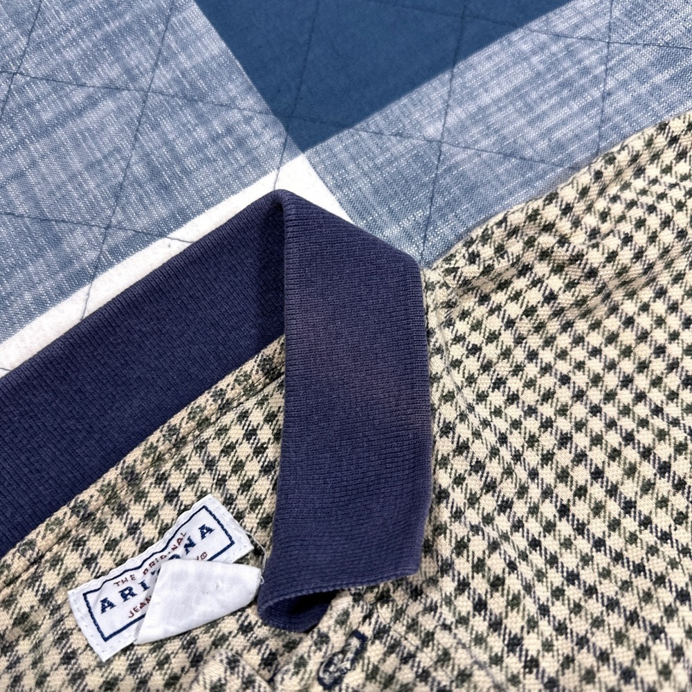 Vintage Arizona Jean Company Houndstooth Polo Shirt Mens Large Short Sleeve Navy - Picture 7 of 8